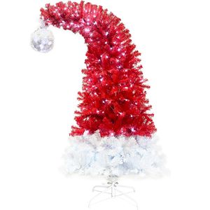 Albero di Natale Artificiale Fraser Fir Pieghevole da 1,8 m con Coni da 3 cm, Decorazione Natalizia Stile Cappello di Babbo Natale - Product Image 4