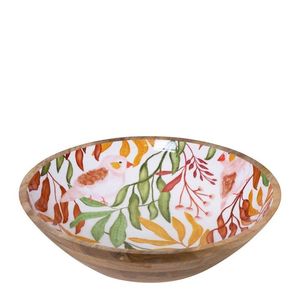 Tazón de madera hecho a mano de última tendencia con diseño de hojas tropicales, estilo bohemio, para presentación de alimentos. - Product Image 5