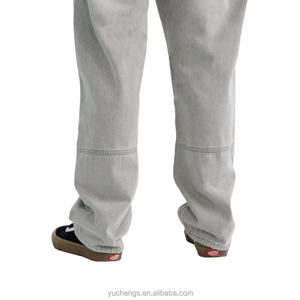 Jean gris personnalisé Hip Hop Streetwear coupe ample jambe large haute qualité prix de gros jean pour hommes - Product Image 6