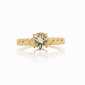 Anillo de Plata de Ley 925 con Aguamarina Amarilla, Corte Redondo, Diseño de Cuerda, Joyería de Moda - Product Image 4