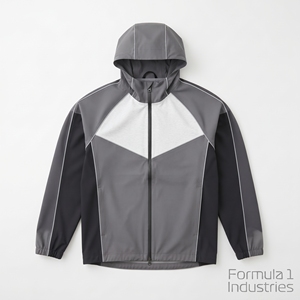 Custom Logo Mens Windbreaker <b>Jacket</b> High Visibility 3mm <b>Reflective</b> Piping Line Loose Fit Hooded <b>Running</b> Outerwear Waterproof str - Product Image 4