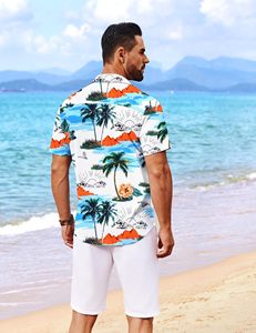 เสื้อเชิ้ตชายหาดลำลองทันสมัยสำหรับผู้ชาย ลายพิมพ์ฮาวาย ผ้าโพลีเอสเตอร์ ระบายอากาศได้ดี แขนสั้น ติดกระดุม ปกคอพับ ไซส์ใหญ่ - Product Image 5