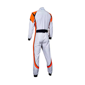Traje de Karting Power World Blanco y Naranja, Overol Profesional de Carreras, Fabricación Personalizada, Proveedor de Trajes de Kart Resistentes de Alta Calidad - Product Image 4