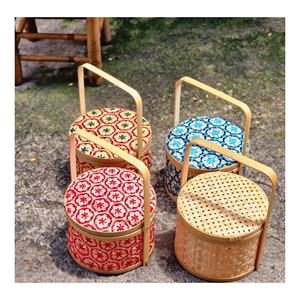 Cesta cuadrada de bambú hecha con fibra de bambú tejida, con asa para presentación de pasteles, almacenamiento de frutas y decoración, hecha en Vietnam. - Product Image 4