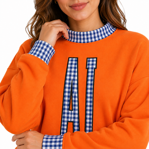 เสื้อสเวตเชิ้ตคอเต่า Alabama ลายตารางพร้อมตัวอักษรและลายริบบิ้น ปักลาย AL แบบกำหนดเอง เสื้อสเวตเชิ้ตคอเต่าสำหรับฤดูหนาว - Product Image 6