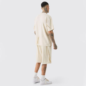 Ensemble de survêtement d'été surdimensionné personnalisé de haute qualité pour homme 2026 – T-shirt et short 100 % coton, tenue décontractée 2 pièces style streetwear - Product Image 3