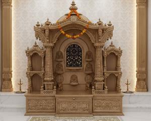 Mandir de Madera de Teca de Gran Tamaño, Diseño Tradicional Tallado a Mano, Tipo Haveli Blanco, Santuario para el Hogar con Almacenamiento, Australia - Product Image 6