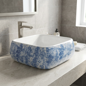 Modern Rectangular Ceramic Countertop Wash Basin White Eco Friendly Vessel Sink Hospital Villa Decor - Product Image 2