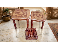 Taburete Tradicional Ecológico de Madera de Sheesham/Mango/Teca, Mueble Duradero y Elegante para Sala de Estar, Hogar, Apartamento, Dormitorio, Escuela