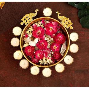 Beautiful Metal <b>Candle</b> Bowl With <b>Floating</b> Flower & <b>Candle</b> Design For Festive Decoration And Inviting Lighting Experience - Product Image 5