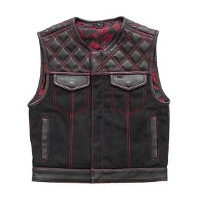 Gilet de moto en cuir véritable pour homme, multicolores, coupe ajustée, style streetwear, avec coutures de qualité supérieure - Product Image 2