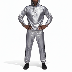 Veste de sport unisexe tendance en argent, effet amincissant, taille élastique, extensible dans les quatre sens, respirante, idéale pour la boxe et l'entraînement - Product Image 4