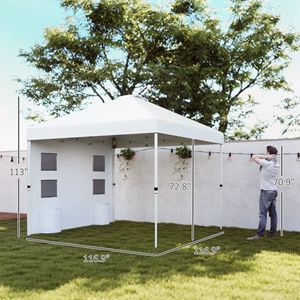 Tenda a baldacchino bianca 3x3 metri con pareti laterali e protezione solare regolabile in altezza con tasche portaoggetti - Product Image 3