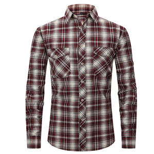 Chemise à carreaux à manches longues pour homme, coupe classique, motif tissé décontracté, bleu et noir - Product Image 5