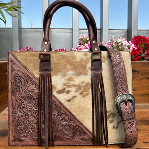 กระเป๋าถือหนังวัวมีพู่แบบเครื่องมือใหม่ล่าสุดกระเป๋าถือหนังวัวหนังวัวแท้ชุดคอมโบหนังแท้สไตล์ตะวันตก - Product Image 2