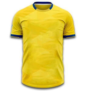 Maillot de football jaune pour homme, col rond, manches courtes, respirant, en polyester, vêtements de sport pour adultes, toutes saisons, impression sublimée - Product Image 4