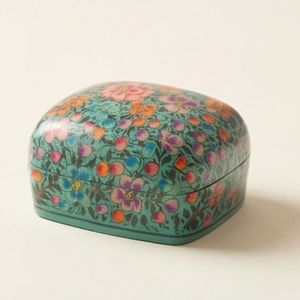 Caja de Joyería Premium con Estampado Floral, Forma Ovalada y Cúbica, Tapas de Estilo Tradicional para Almacenamiento de Joyas - Product Image 2