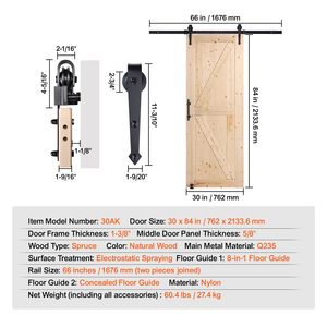 Kit Ferramenta per Porta Scorrevole in Legno 8 in 1, Guida a Pavimento D 76x213 cm, Funzionamento Fluido e Silenzioso per Porte Scorrevoli da Soggiorno - Product Image 4
