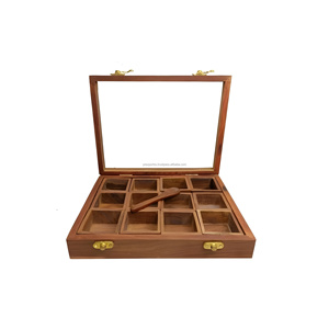 Caja de especias de madera del fabricante indio, tarifa al por mayor, forma cuadrada, diseño plegable funcional - Product Image 1