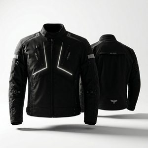 Unisex Black Full Sleeve Motorcycle <b>Jacket</b> Breathable Polyester/Nylon 300g All Seasons Air Vent Design Custom Logo - Product Image 2