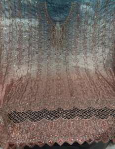 ผ้าออร์แกนซ่านำเข้าคุณภาพพรีเมียม ประดับด้วยลูกปัดหลากหลายแบบ งานฝีมือประณีต ผ้าดีไซน์หรูหราสำหรับชุดแต่งงาน เสื้อผ้าสไตล์ชาติพันธุ์ - Product Image 2