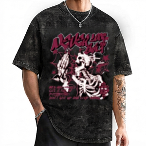 Men's High Quality T Shirt Free Shipping Custom 200 Gsm Black Cotton Tshirt Washed Black Short Sleeve Casual Loose Fit Street - Product Image 1