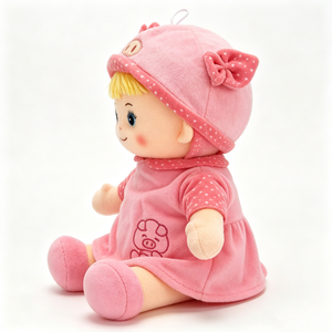 Muñeco de peluche personalizado de cerdito con lunares rosas, muñeco de peluche de bebé con pelo rubio, muñeco de cerdito bordado, muñeco de peluche para abrazar para bebés - Product Image 2