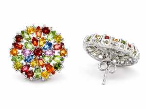 Boucles d'oreilles multi-saphirs en argent sterling 92,5 KLST-30980 - Product Image 3