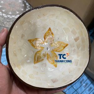 Tazón de Coco Lacado Más Vendido, Hecho a Mano con Mosaico de Conchas Marinas Naturales, Recuerdo Ecológico - Product Image 1