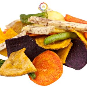 Chips de Vegetales Mixtos Crujientes Fritos al Vacío, Deshidratados, con Okra, Zanahoria, Batata y Calabaza, Snacks Altos en Fibra - Product Image 4