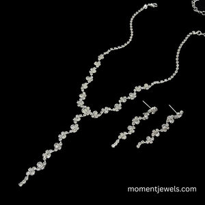 Ensemble de bijoux en cristal plaqué argent avec strass, collier et boucles d'oreilles pour mariage, fête nuptiale, cadeau - Product Image 3