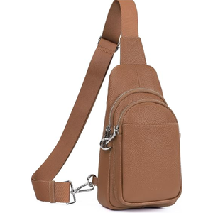 Mochila tipo bandolera con apariencia de cuero negro, bolso cruzado con múltiples bolsillos, bolsa de hombro para viajes al aire libre, uso diario - Product Image 4