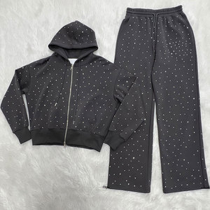 ชุดวอร์มมีฮู้ดลายจุดแบบ unisex ซิปยาวเต็มตัว ชุดลำลองสำหรับผู้ใหญ่ ใส่ได้ในฤดูใบไม้ร่วง พิมพ์ลายกลิตเตอร์ ผลิตจากวัสดุโพลีเอสเตอร์ - Product Image 1