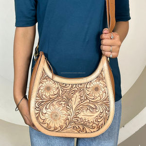 New Customized 2026 Floral Carved <b>Tooled</b> <b>Leather</b> Purse for Women Handmade Cowhide <b>Leather</b> Cowgirl Adjustable Strap Shoulder Bag - Product Image 4
