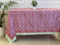 Nappe carrée en coton imprimée à la main, motif floral, personnalisable, décoration moderne pour la maison, écologique, durable, réutilisable, logo personnalisé
