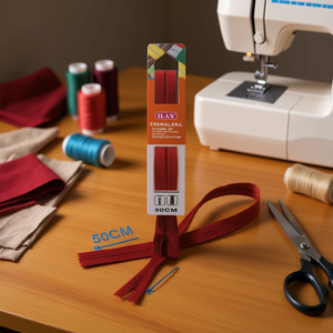 Ilan Fermeture Éclair Invisible 50cm Rouge Profond pour Couture et Artisanat - Product Image 2