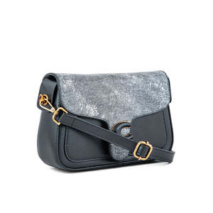 Bolsa Formal Negra de Moda con Cierre de Cerradura, de Microfibra y Cuero Sintético para Damas - Product Image 2