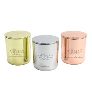 Pots à bougies vides avec logo personnalisé du fabricant Récipient en acier inoxydable placage de cuivre en laiton pour la fabrication de bougies décoration intérieure - Product Image 1