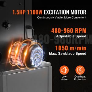 Sega a Nastro da Banco 14 Pollici, 1100W 1.5HP 480/960 RPM, Lavoro Continuo, Luce Integrata, Pronta per il Banco da Lavoro - Product Image 4