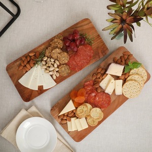 Juego de bandejas de servir de madera de dos niveles, elegantes y apilables, para uso en el hogar, cocina, hotel y fiestas, de uso duradero. - Product Image 5