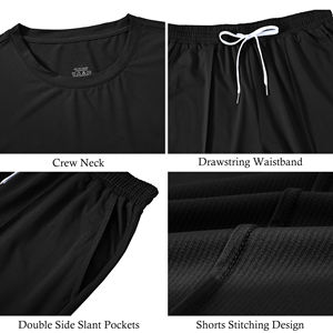 Ensemble de survêtement court respirant pour l'été, idéal pour l'entraînement et le fitness, de haute qualité, séchage rapide, pour homme (short et t-shirt) - Product Image 2