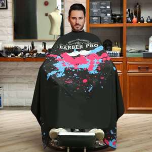Professional <b>Beard</b> Printed Polyester Water-Resistant Hairdressing Cape for Salon Barber Use Adjustable Neck Closure Hook Button - Product Image 1