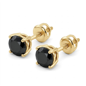 Pendientes de Oro de 18K con Perla de Agua Dulce Certificada IGI y Diamante Negro, Chapados en Oro, con Engaste de Garra Redonda, Joyería Unisex para Compromiso, Regalo - Product Image 1