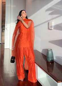 Trajes Farshi Shalwar Kameez indios y pakistaníes en tela de seda, ropa formal, vestidos casuales lisos para mujer, alta calidad - Product Image 4