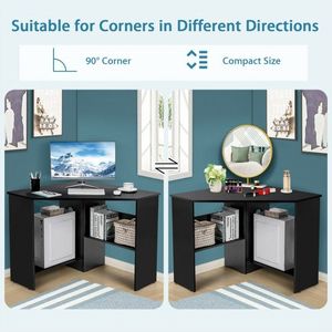 Scrivania ad angolo triangolare con ripiano portaoggetti e postazione di lavoro - Product Image 2