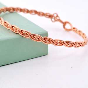 Belladec Handcrafted <b>Copper</b> Chain <b>Bangle</b> Braided Wire Design Artisan Jewelry Classic Elegant Minimalist Fashion Gift Women Daily - Product Image 4
