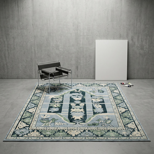 Alfombra de Lana de Lujo Clásica Anudada a Mano con Diseño Decorativo de Patrón Floral Geométrico para Sala de Estar y Dormitorio - Product Image 2