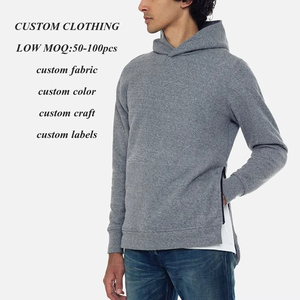 Sweat à capuche zippé latéral pour homme, style streetwear, couleur unie, 420 g/m², poids lourd, vierge, nouvelle collection, vente chaude - Product Image 1
