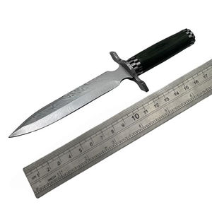 Couteau à lame fixe en acier Damas de haute qualité pour le camping, avec manche en bois vert et étui – Personnalisable OEM - Product Image 4