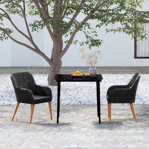Set da pranzo da giardino nero in 3 pezzi con cuscini, collezione di mobili da esterno resistenti - Product Image 1